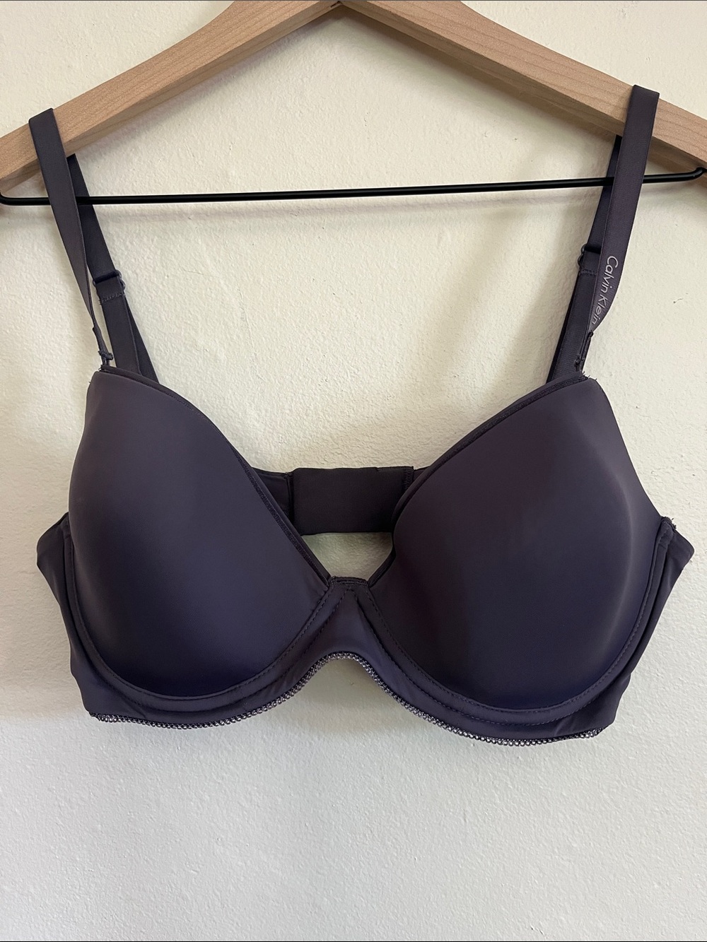 Calvin Klein Charcoal Padded T-Shirt Bra with Branded Straps